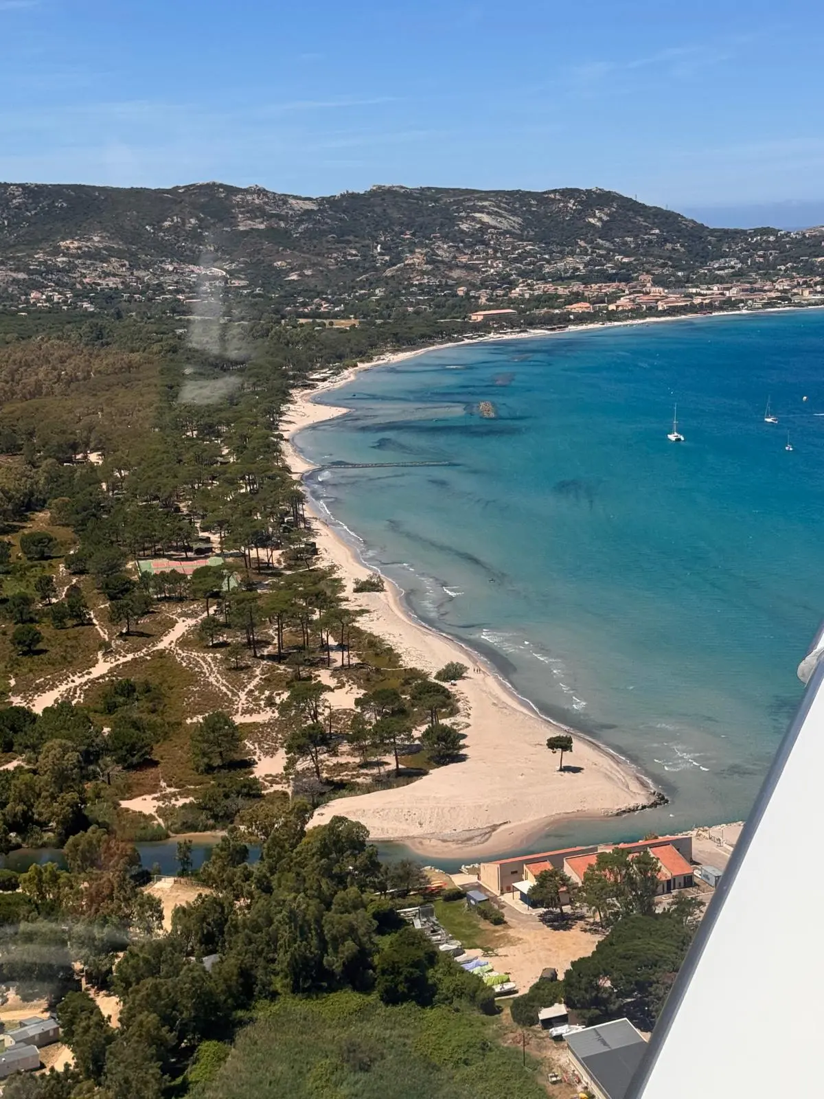 Flying over Calvi beach on final approach